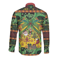 Vanuatu Turtle Floral Christmas Bow Long Sleeve Button Shirt Meri Krismas