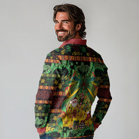 Vanuatu Turtle Floral Christmas Bow Long Sleeve Polo Shirt Meri Krismas