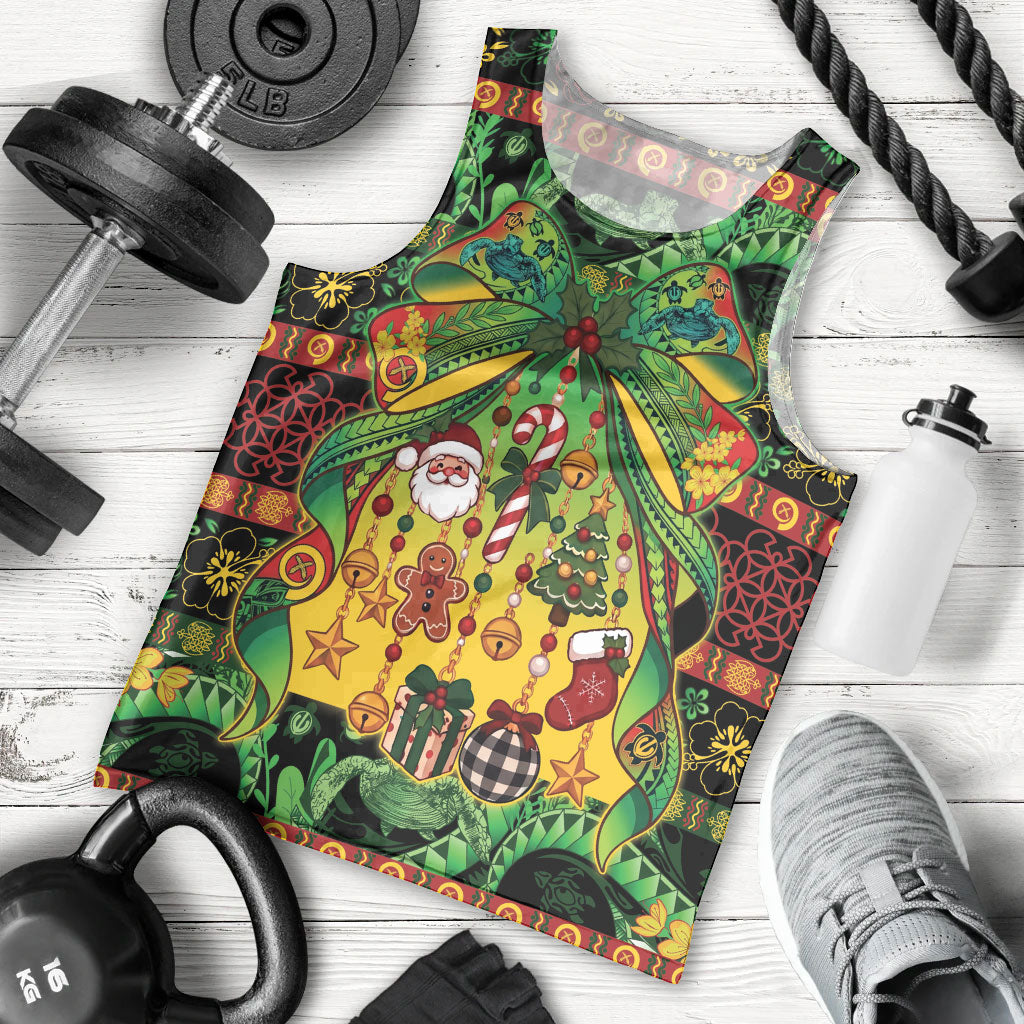 Vanuatu Turtle Floral Christmas Bow Men Tank Top Meri Krismas LT9 - Polynesian Pride