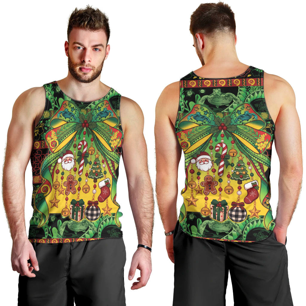 Vanuatu Turtle Floral Christmas Bow Men Tank Top Meri Krismas LT9 - Polynesian Pride
