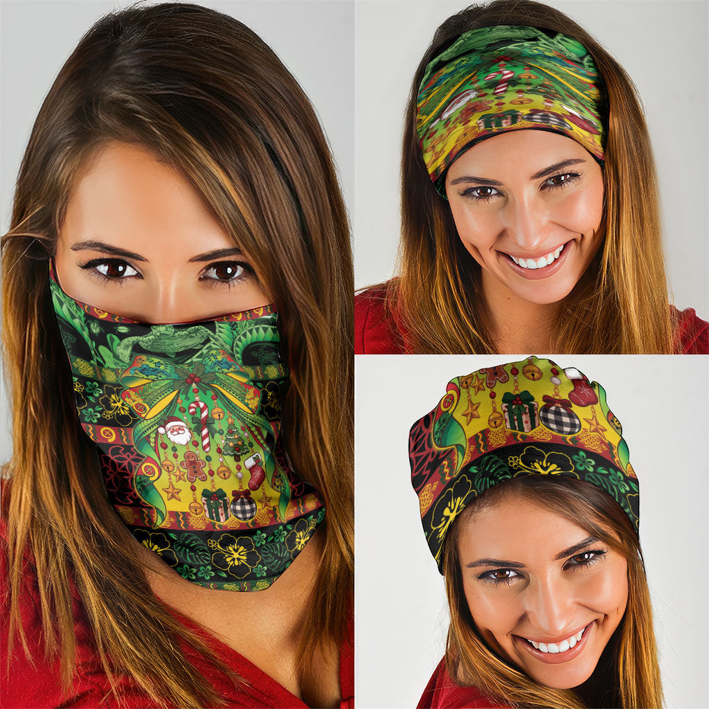 Vanuatu Turtle Floral Christmas Bow Neck Gaiter Meri Krismas