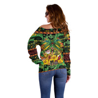 Vanuatu Turtle Floral Christmas Bow Off Shoulder Sweater Meri Krismas