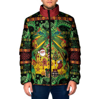Vanuatu Turtle Floral Christmas Bow Padded Jacket Meri Krismas