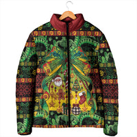 Vanuatu Turtle Floral Christmas Bow Padded Jacket Meri Krismas