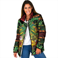 Vanuatu Turtle Floral Christmas Bow Padded Jacket Meri Krismas