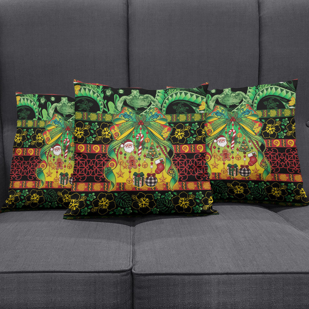 Vanuatu Turtle Floral Christmas Bow Pillow Cover Meri Krismas LT9 - Polynesian Pride