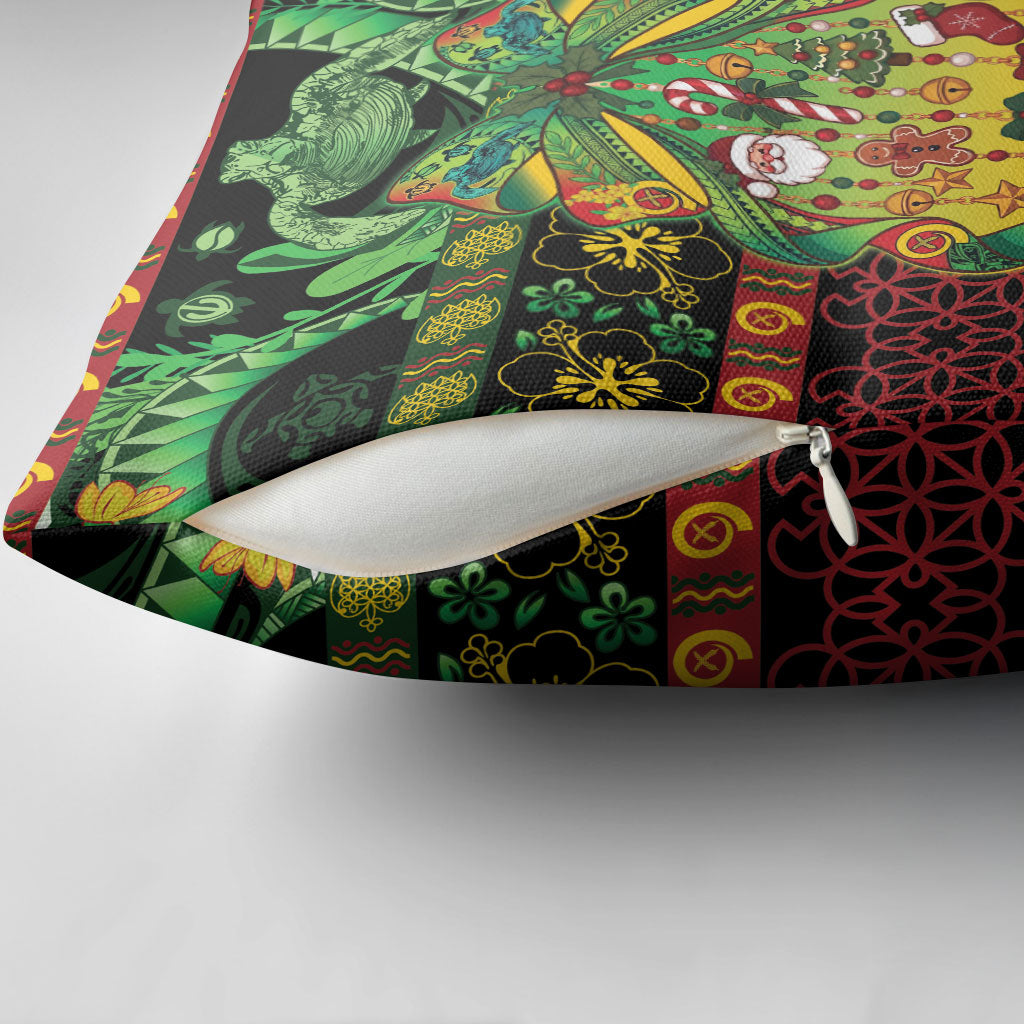 Vanuatu Turtle Floral Christmas Bow Pillow Cover Meri Krismas LT9 - Polynesian Pride