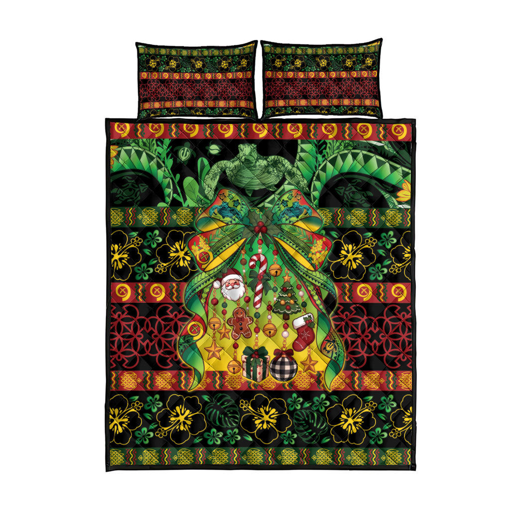 Vanuatu Turtle Floral Christmas Bow Quilt Bed Set Meri Krismas LT9 - Polynesian Pride