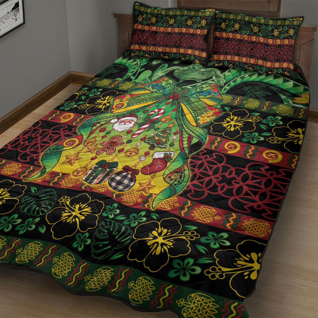 Vanuatu Turtle Floral Christmas Bow Quilt Bed Set Meri Krismas LT9 - Polynesian Pride