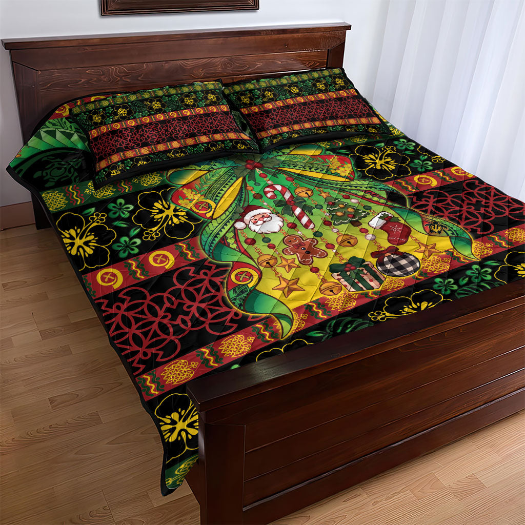 Vanuatu Turtle Floral Christmas Bow Quilt Bed Set Meri Krismas LT9 - Polynesian Pride