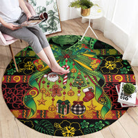 Vanuatu Turtle Floral Christmas Bow Round Carpet Meri Krismas