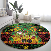 Vanuatu Turtle Floral Christmas Bow Round Carpet Meri Krismas