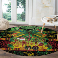 Vanuatu Turtle Floral Christmas Bow Round Carpet Meri Krismas