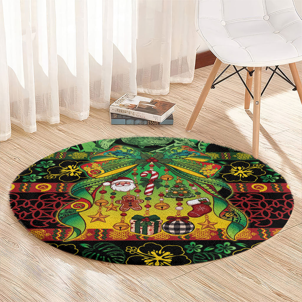 Vanuatu Turtle Floral Christmas Bow Round Carpet Meri Krismas