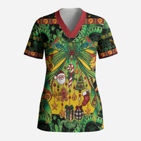 Vanuatu Turtle Floral Christmas Bow Scrub Top Meri Krismas LT9 Adult Multicolor - Polynesian Pride