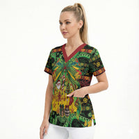 Vanuatu Turtle Floral Christmas Bow Scrub Top Meri Krismas LT9 - Polynesian Pride