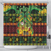 Vanuatu Turtle Floral Christmas Bow Shower Curtain Meri Krismas