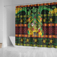 Vanuatu Turtle Floral Christmas Bow Shower Curtain Meri Krismas