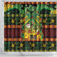 Vanuatu Turtle Floral Christmas Bow Shower Curtain Meri Krismas