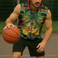 Vanuatu Turtle Floral Christmas Bow Sleeveless Zip Hoodie Meri Krismas