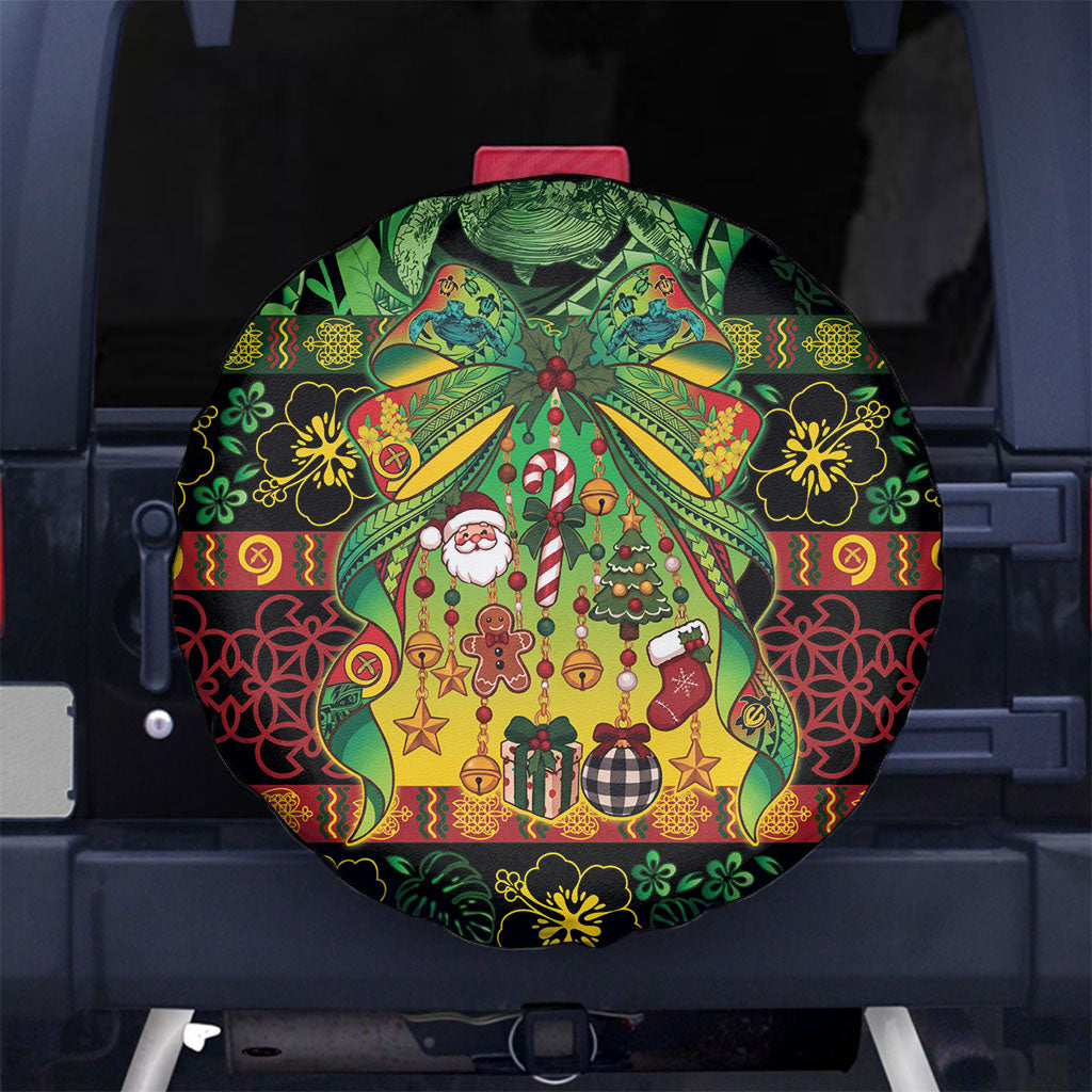 Vanuatu Turtle Floral Christmas Bow Spare Tire Cover Meri Krismas