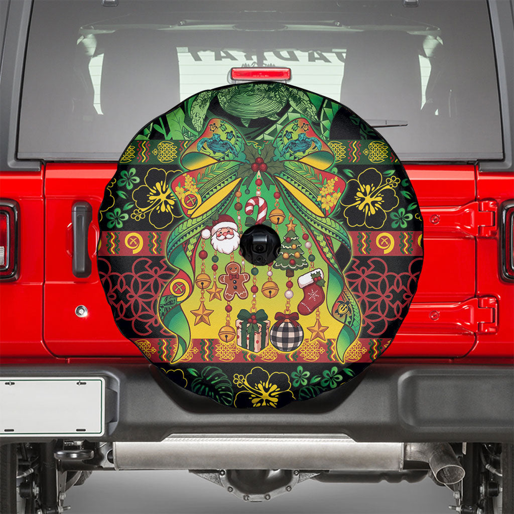 Vanuatu Turtle Floral Christmas Bow Spare Tire Cover Meri Krismas
