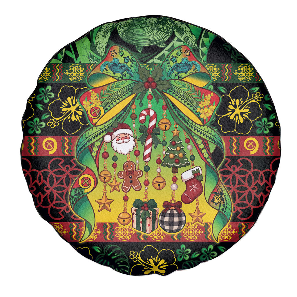 Vanuatu Turtle Floral Christmas Bow Spare Tire Cover Meri Krismas