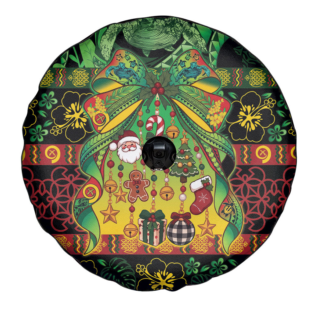 Vanuatu Turtle Floral Christmas Bow Spare Tire Cover Meri Krismas