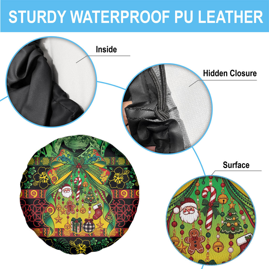 Vanuatu Turtle Floral Christmas Bow Spare Tire Cover Meri Krismas