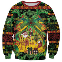 Vanuatu Turtle Floral Christmas Bow Sweatshirt Meri Krismas LT9 Unisex Multicolor - Polynesian Pride
