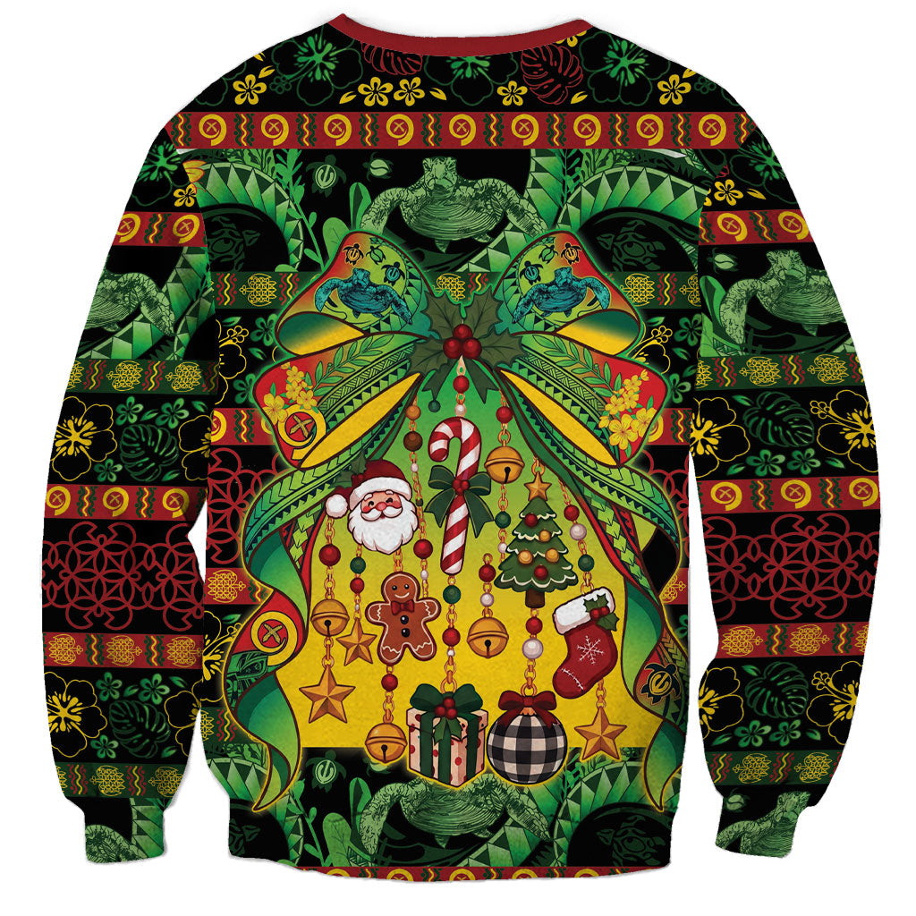 Vanuatu Turtle Floral Christmas Bow Sweatshirt Meri Krismas LT9 - Polynesian Pride