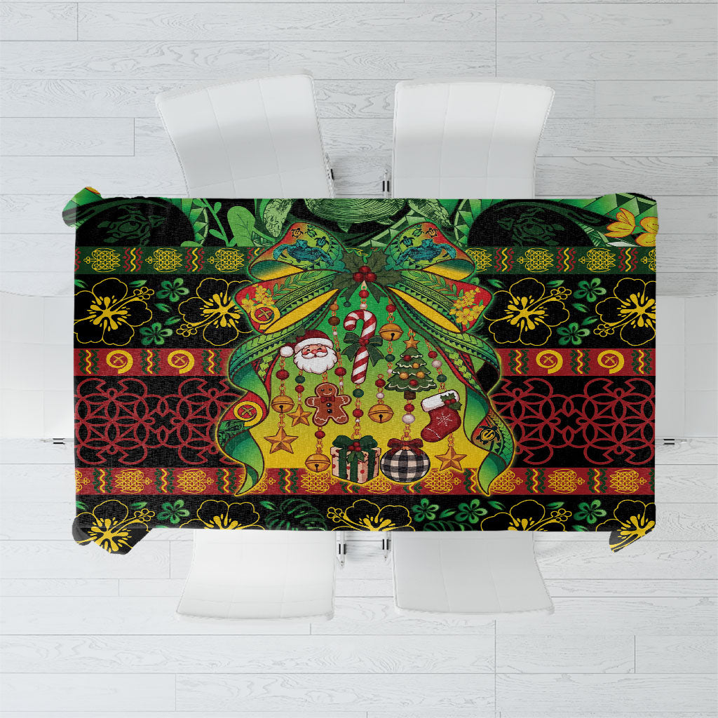 Vanuatu Turtle Floral Christmas Bow Tablecloth Meri Krismas