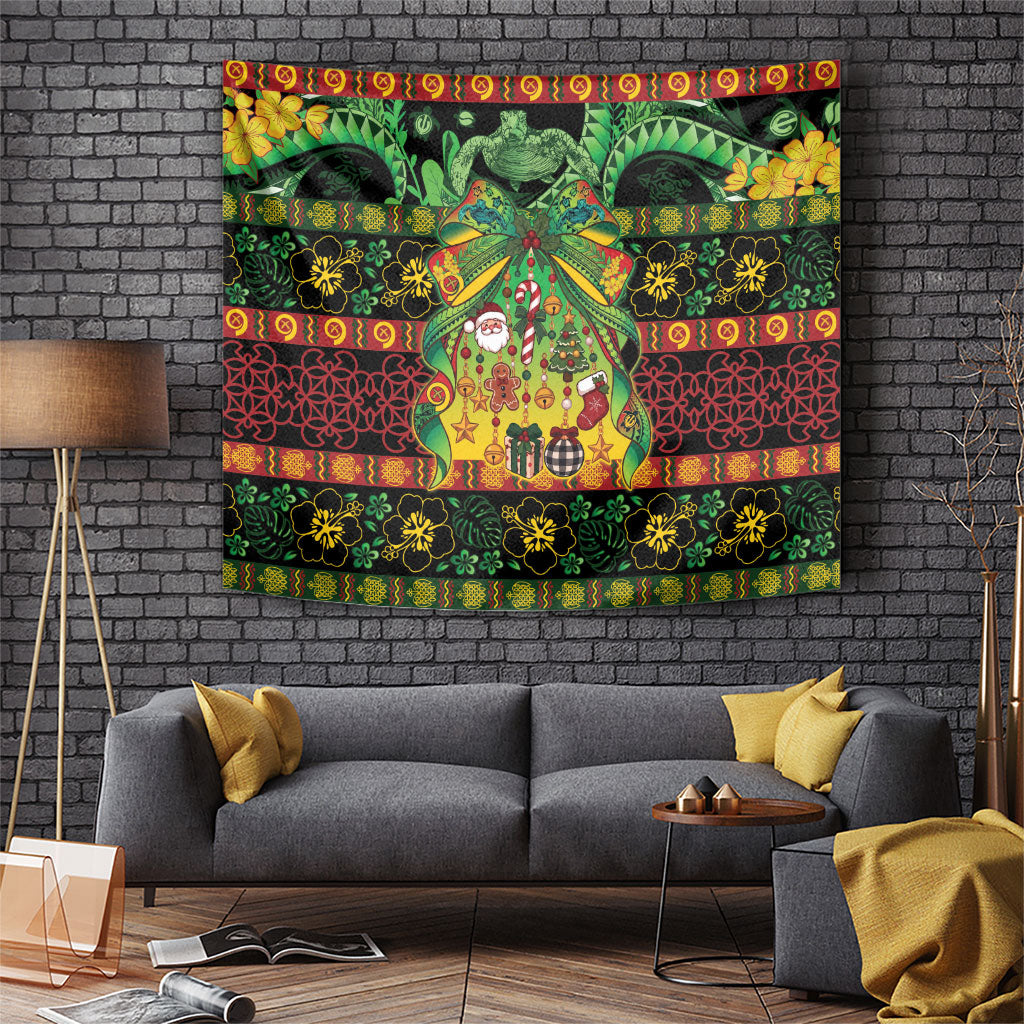 Vanuatu Turtle Floral Christmas Bow Tapestry Meri Krismas LT9 Multicolor - Polynesian Pride