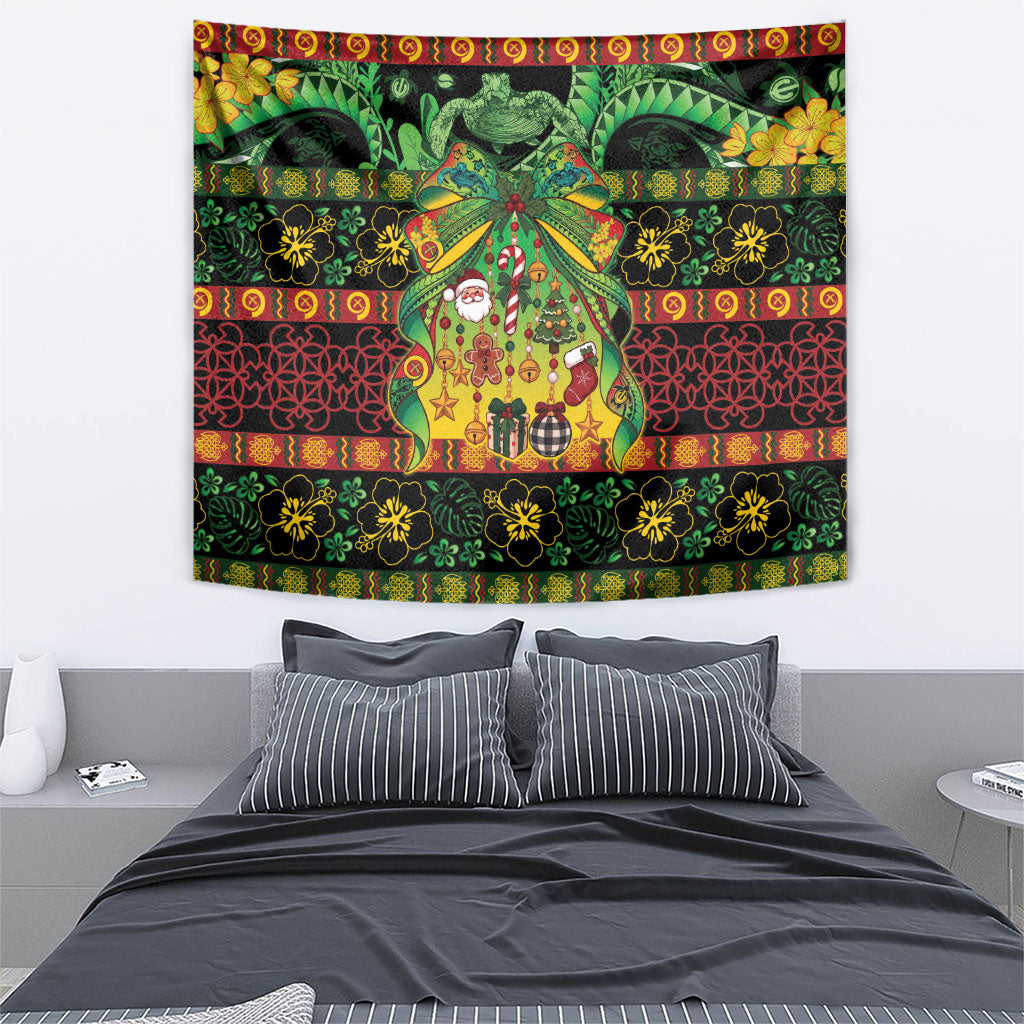 Vanuatu Turtle Floral Christmas Bow Tapestry Meri Krismas LT9 - Polynesian Pride