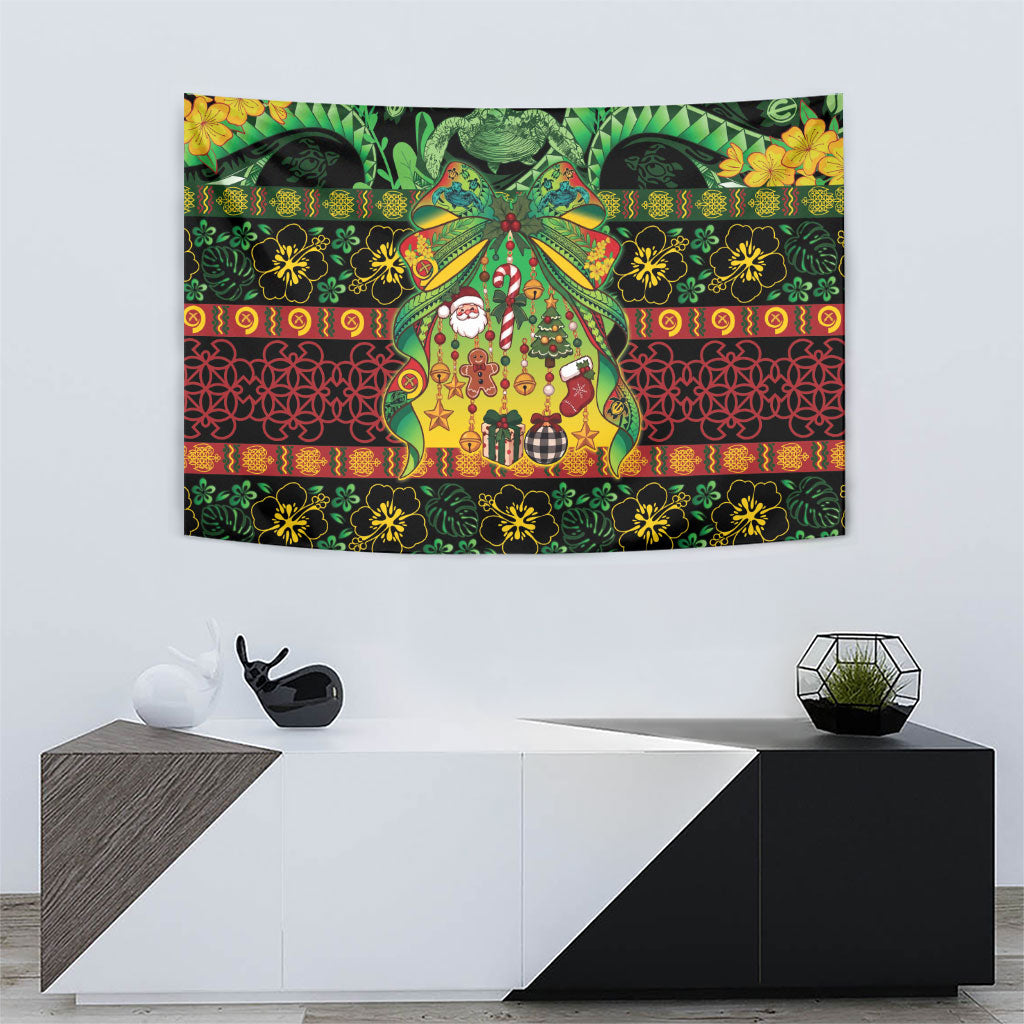 Vanuatu Turtle Floral Christmas Bow Tapestry Meri Krismas LT9 - Polynesian Pride