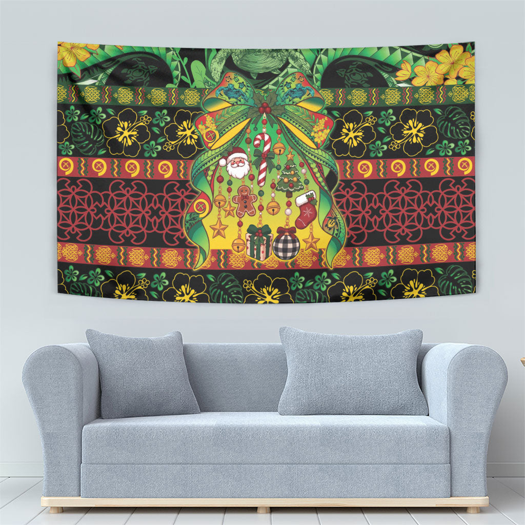 Vanuatu Turtle Floral Christmas Bow Tapestry Meri Krismas LT9 - Polynesian Pride