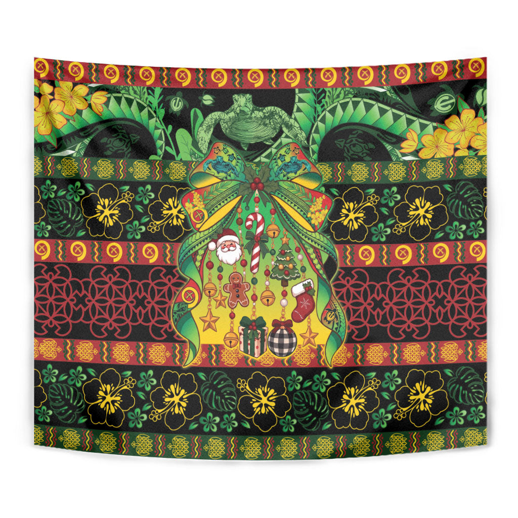 Vanuatu Turtle Floral Christmas Bow Tapestry Meri Krismas LT9 - Polynesian Pride