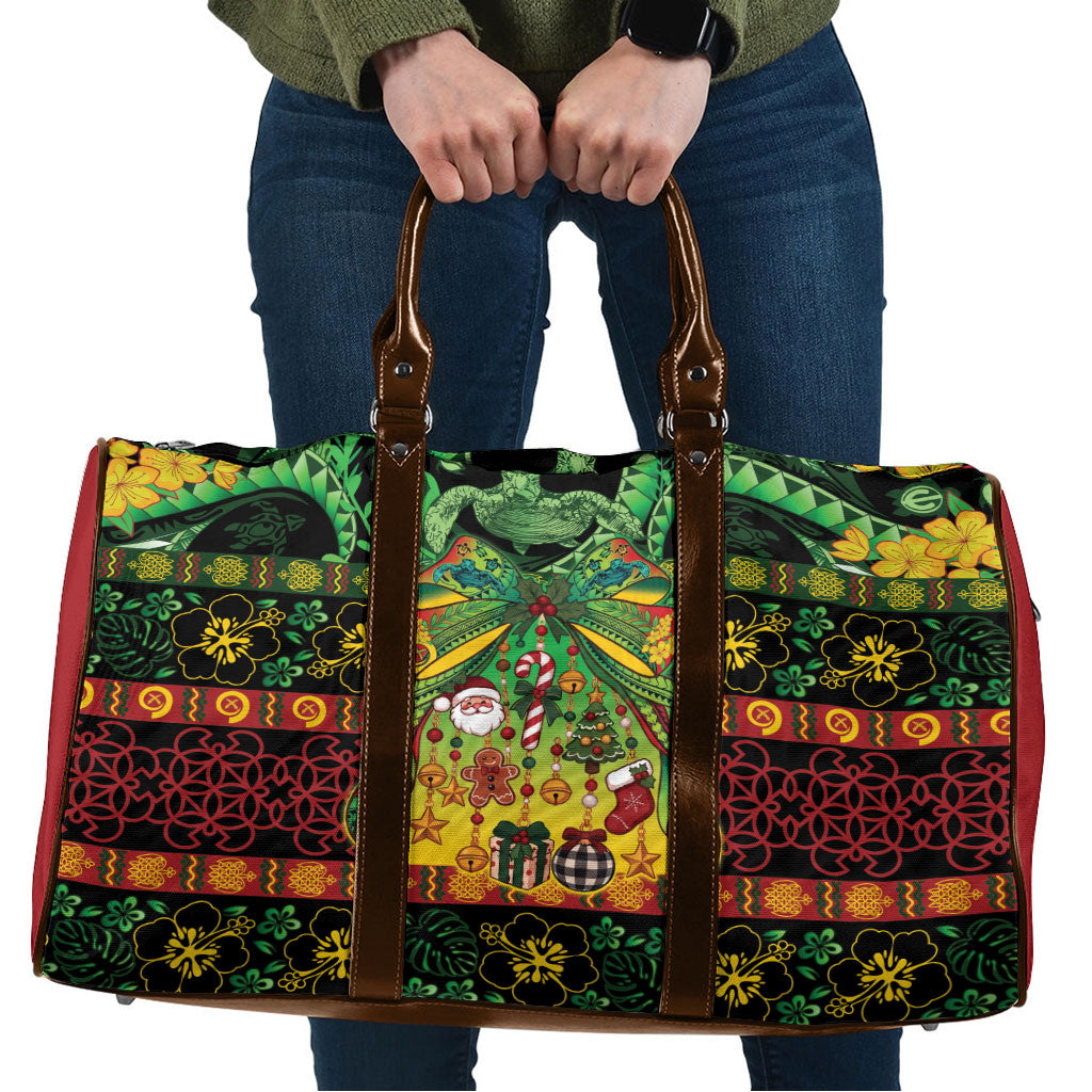 Vanuatu Turtle Floral Christmas Bow Travel Bag Meri Krismas LT9 Multicolor - Polynesian Pride
