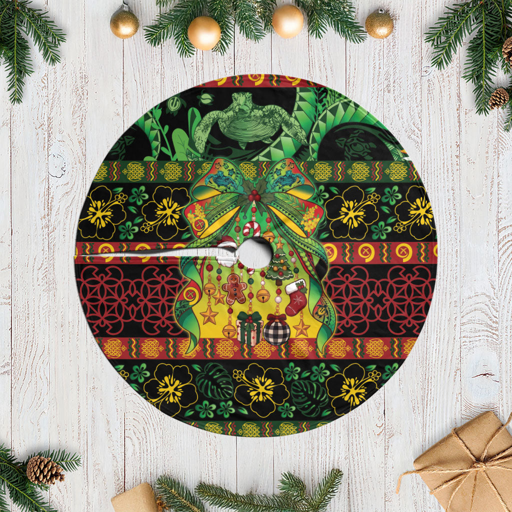 Vanuatu Turtle Floral Christmas Bow Tree Skirt Meri Krismas