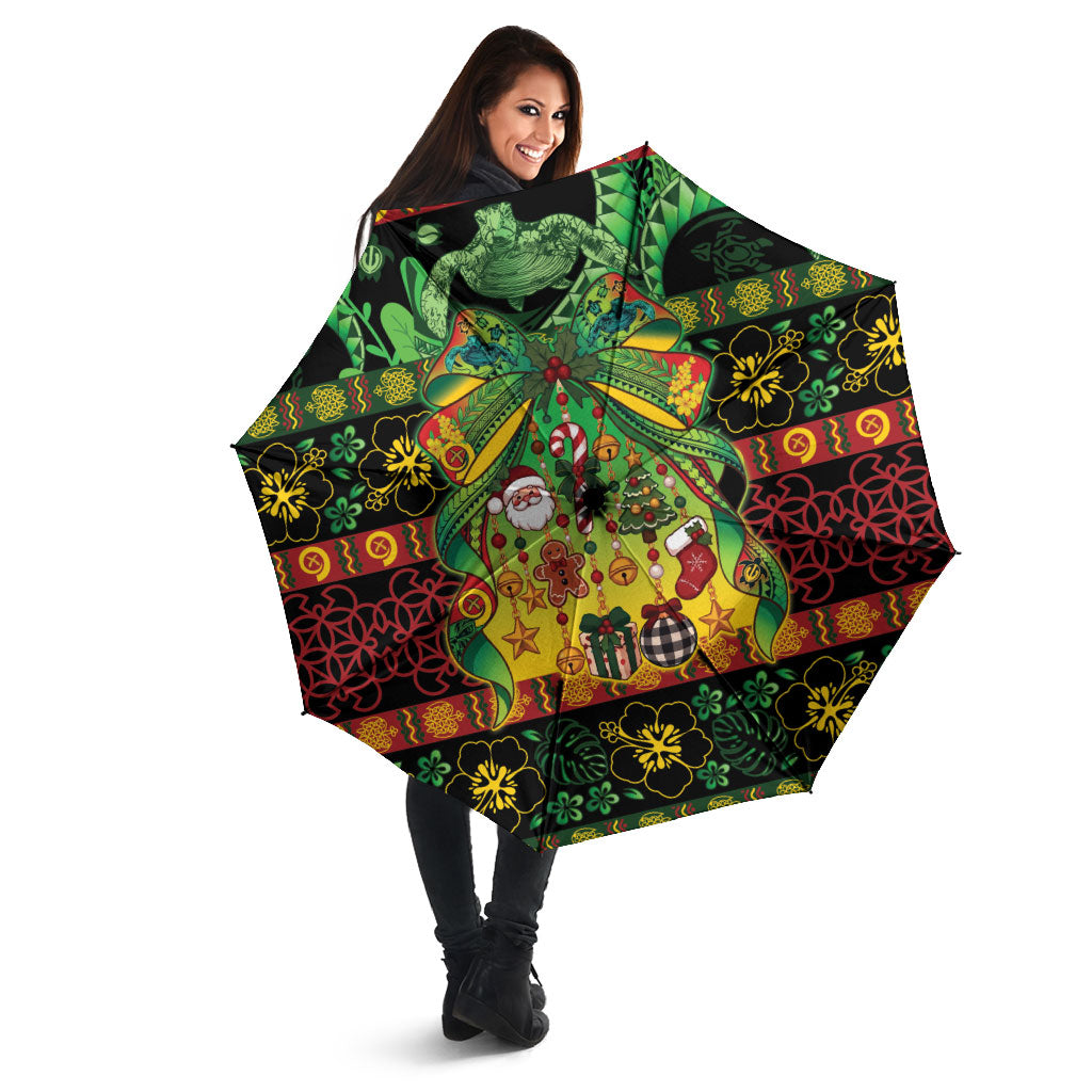 Vanuatu Turtle Floral Christmas Bow Umbrella Meri Krismas LT9 - Polynesian Pride