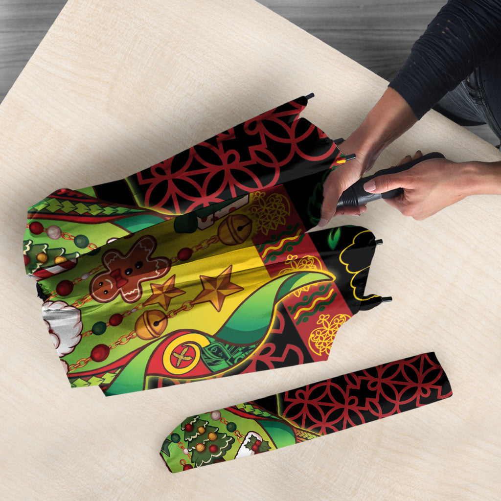 Vanuatu Turtle Floral Christmas Bow Umbrella Meri Krismas LT9 - Polynesian Pride