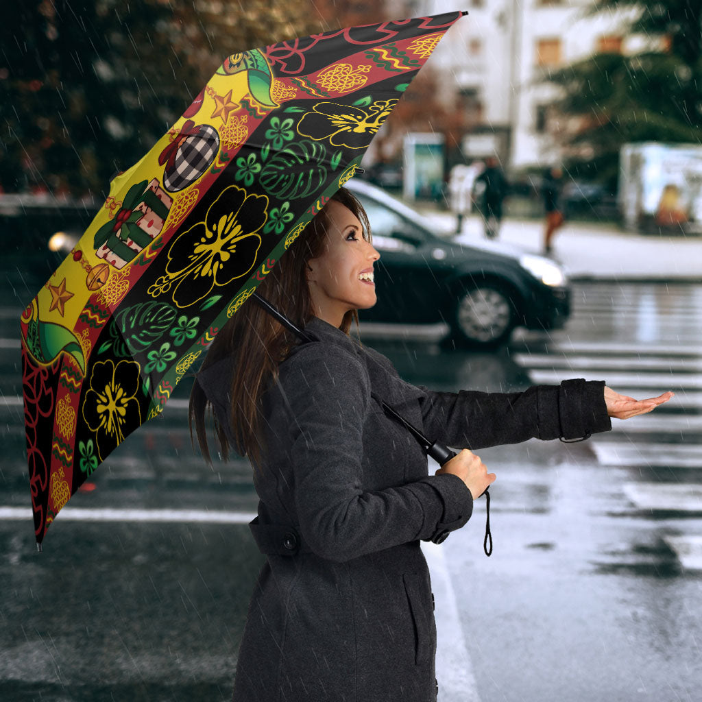 Vanuatu Turtle Floral Christmas Bow Umbrella Meri Krismas LT9 - Polynesian Pride