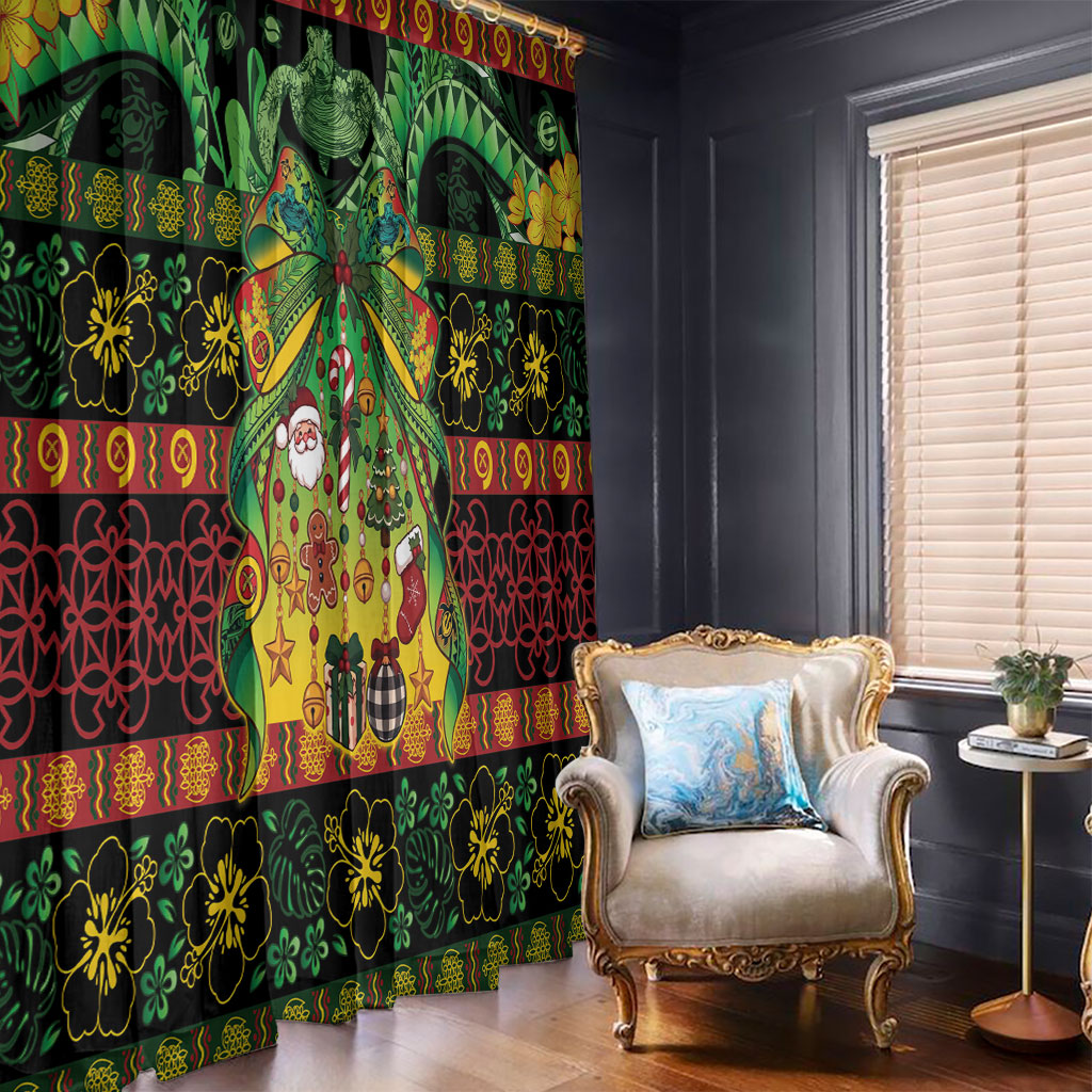 Vanuatu Turtle Floral Christmas Bow Window Curtain Meri Krismas
