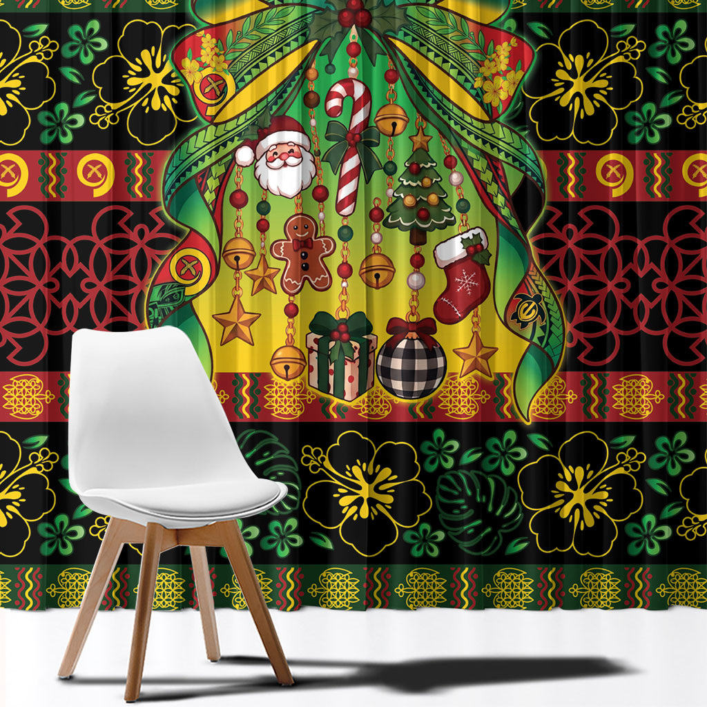 Vanuatu Turtle Floral Christmas Bow Window Curtain Meri Krismas