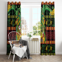 Vanuatu Turtle Floral Christmas Bow Window Curtain Meri Krismas