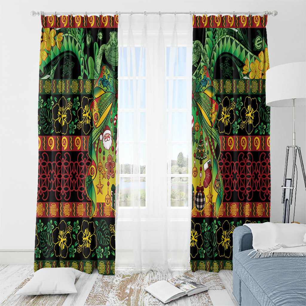 Vanuatu Turtle Floral Christmas Bow Window Curtain Meri Krismas