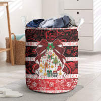 Polynesian Hibiscus Tribal Christmas Bow Laundry Basket