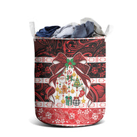 Polynesian Hibiscus Tribal Christmas Bow Laundry Basket