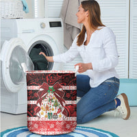 Polynesian Hibiscus Tribal Christmas Bow Laundry Basket