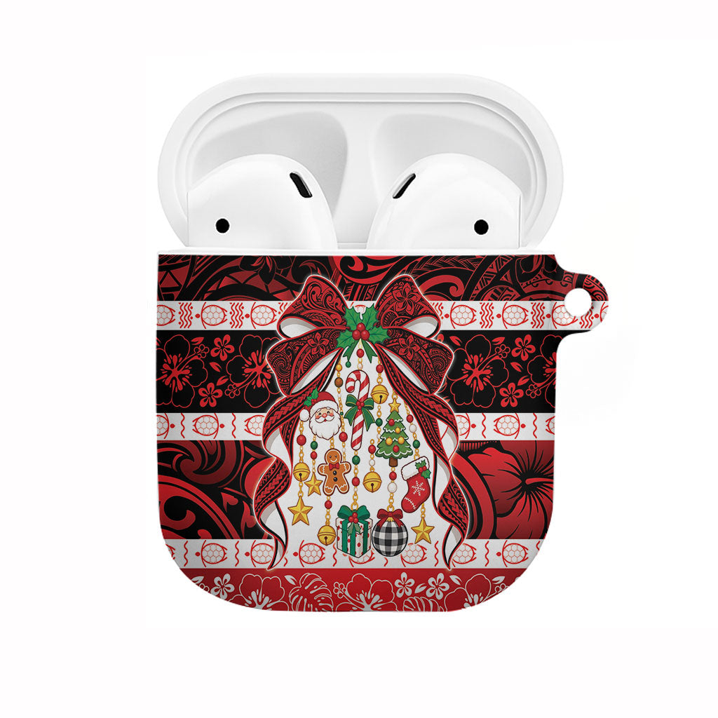 Polynesian Hibiscus Tribal Christmas Bow AirPods Case LT9 Multicolor - Polynesian Pride